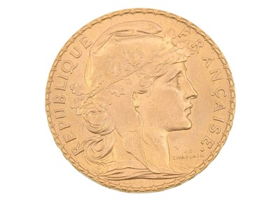 Lot 164 - A French 20 Francs 1913 gold 'Marianne Rooster' coin.