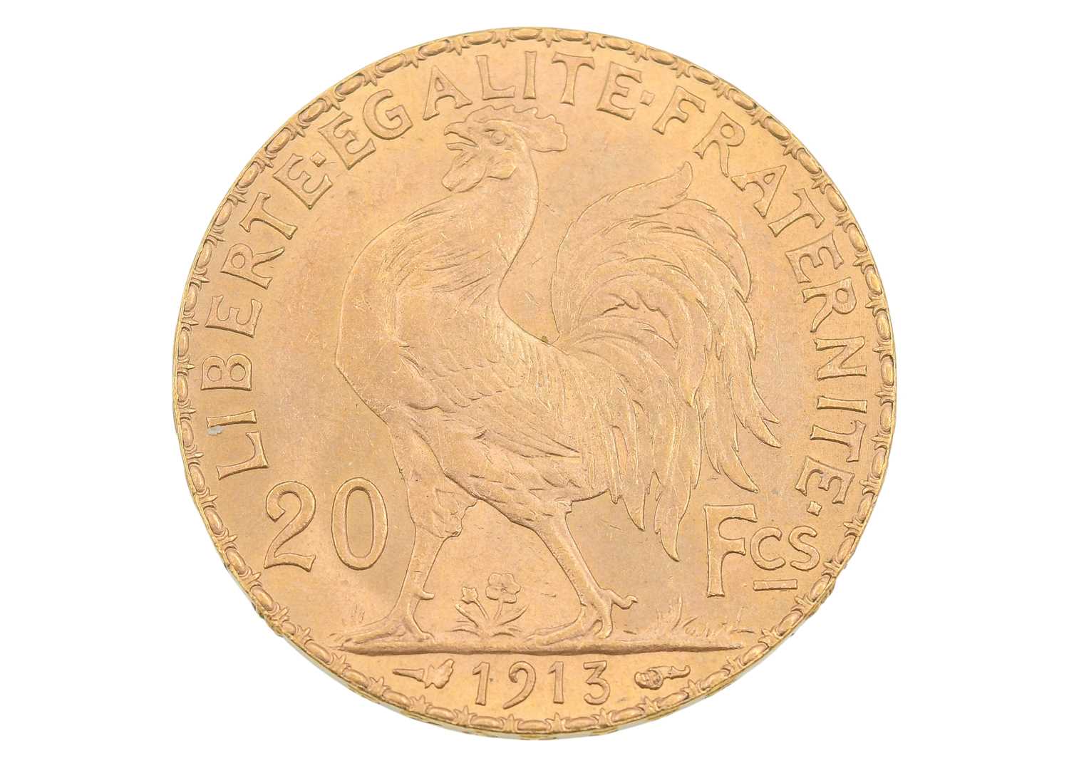 Lot 164 - A French 20 Francs 1913 gold 'Marianne Rooster' coin.