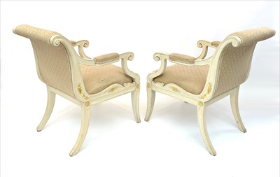 Lot 3489 - Georges Geffroy. A pair of cream painted...