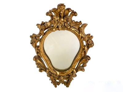 Lot 328 - An Italian small gilt wood and gesso wall mirror.