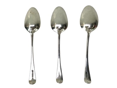 Lot 186 - A pair of Georgian silver tablespoons, Old English pattern, London, 1799.