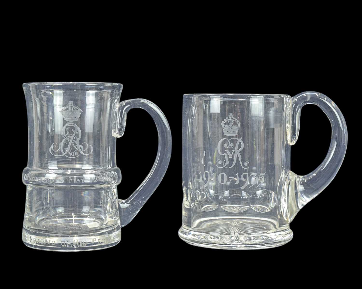 Lot 284 - An early 20th century glass tankard to commemorate the Silver Jubilee of George V.
