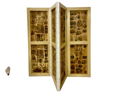 Lot 427 - An Edwardian four fold scrap screen.