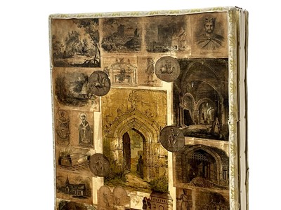 Lot 427 - An Edwardian four fold scrap screen.