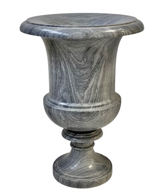 Lot 372 - A turned grey striated marble urn.