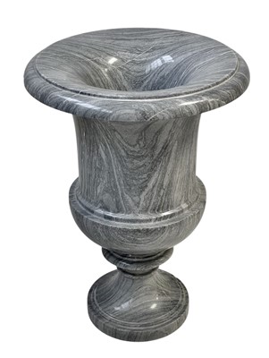 Lot 372 - A turned grey striated marble urn.