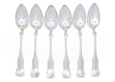 Lot 7 - A set of six Austrian-Hungarian silver tablespoons.