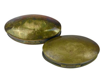Lot 151 - Two West country brass miner's oval snuff boxes.