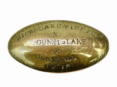 Lot 151 - Two West country brass miner's oval snuff boxes.