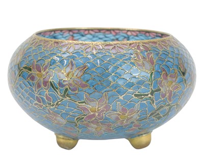 Lot 608 - A Chinese plique à jour enamel bowl.
