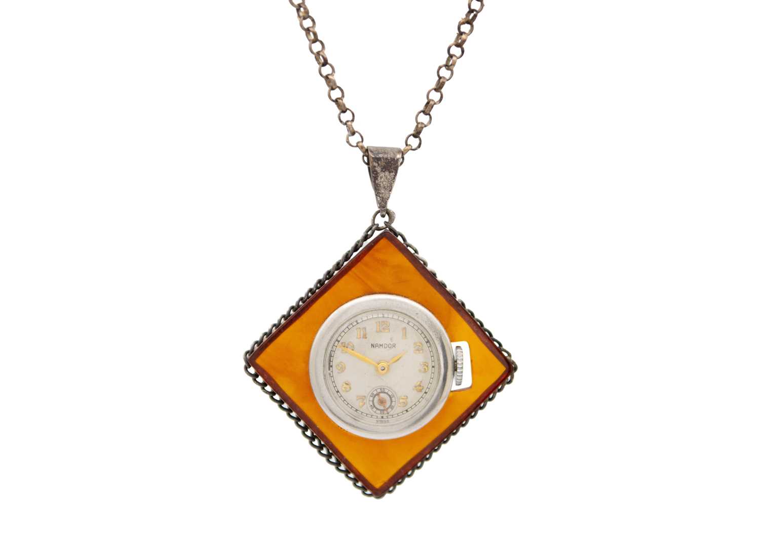 Lot 70 - A vintage ladies' pendant watch on a silver chain.