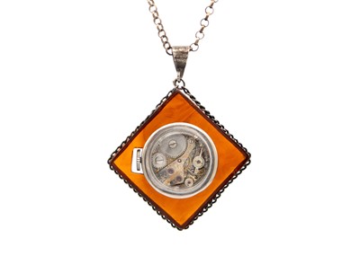 Lot 70 - A vintage ladies' pendant watch on a silver chain.