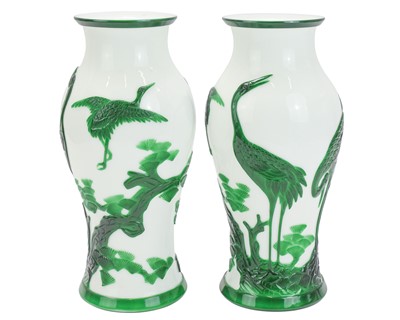 Lot 532 - A pair of Chinese 'Peking' glass overlay vases.