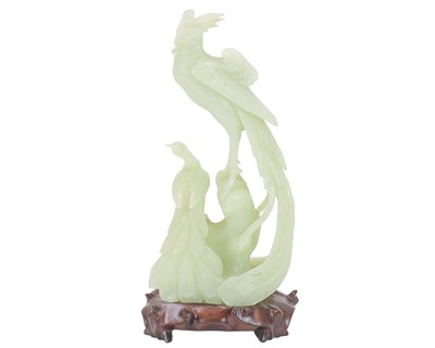 Lot 588 - A Chinese jade figure of a ho ho bird.