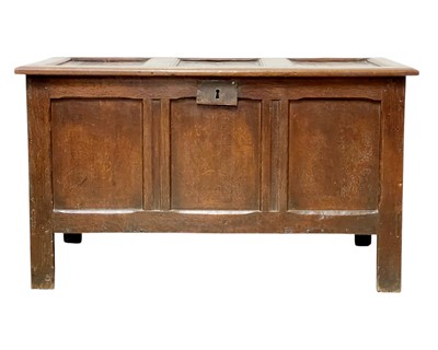 Lot 349 - An oak panel coffer.