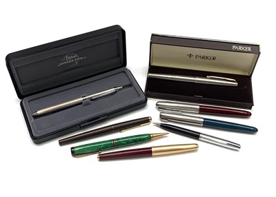 Lot 2352 - Six Parker pens and pencils together with two...