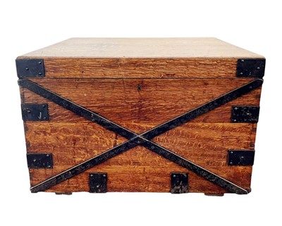 Lot 860 - A Victorian oak iron-bound silver chest.