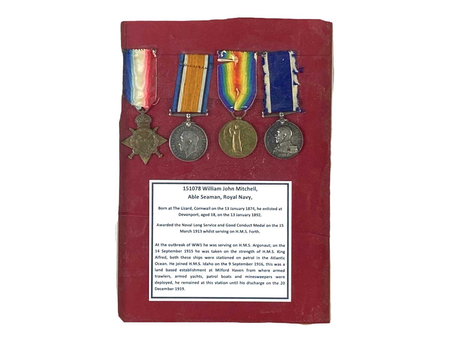 Lot 549 - A WWI group of four to Able Seaman William John Mitchell RN.