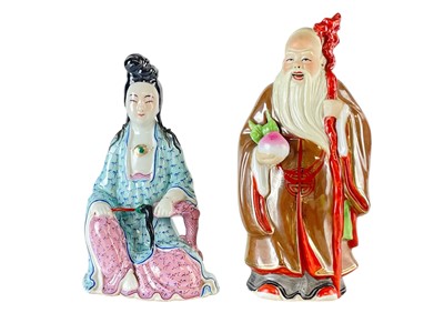 Lot 727 - A collection of eight Chinese Shiwan figures.