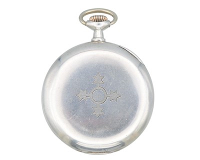 Lot 1141 - OMEGA - A silver cased keyless wind open face lever pocket watch.
