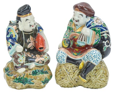 Lot 519 - A pair of Japanese Kutani figures of Deities.