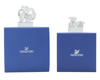 Lot 316 - Swarovski Crystal ram and rooster figures.