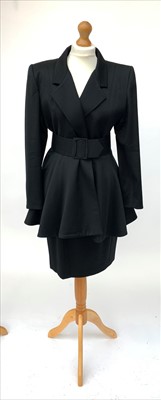 Lot 3033 - A 1980s power dressing black silk two piece...