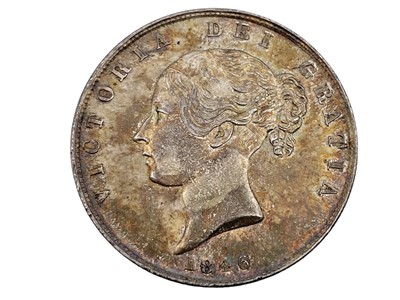 Lot 137 - Victoria (1837-1901), Halfcrown, 1846, young head left, reverse crowned shield.