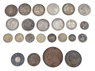 Lot 29 - GB Victoria coinage - A selection of silver and copper coinage.