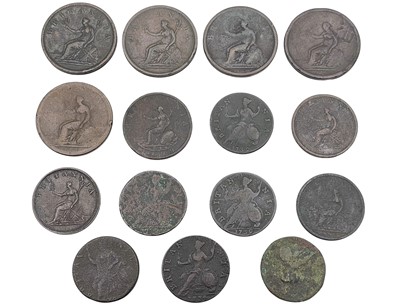 Lot 114 - GB 18th century copper halfpennies and pennies.
