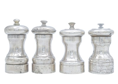 Lot 15 - Two matched pairs of silver salt & pepper grinders.