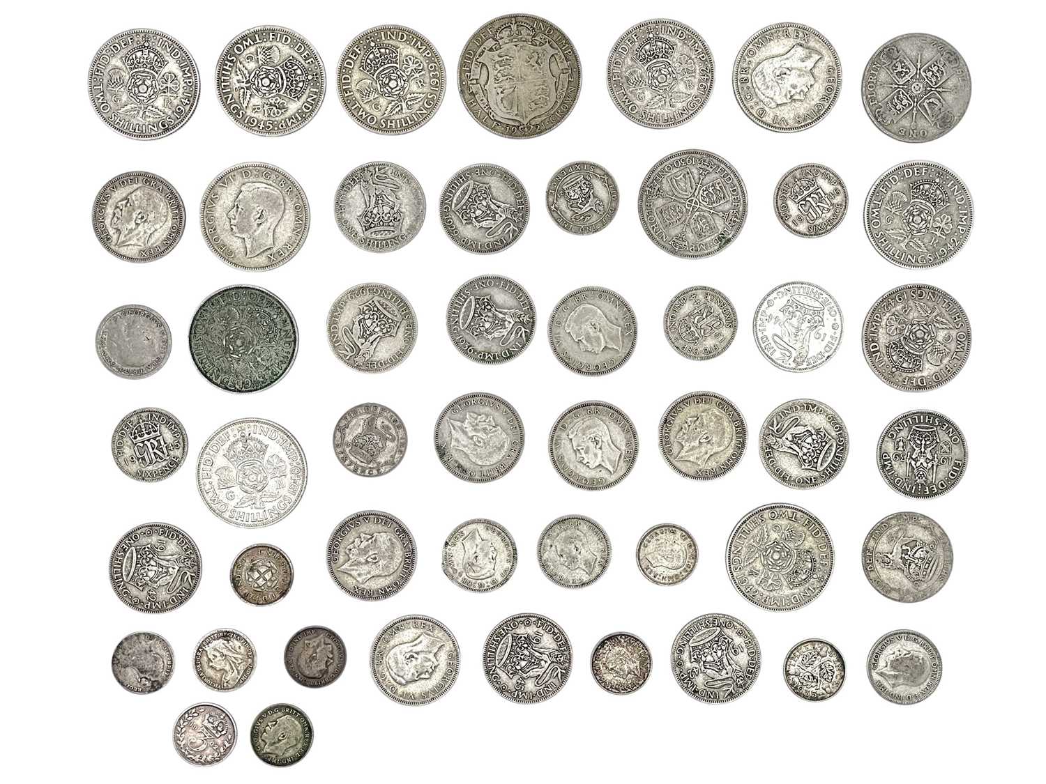 Lot 76 - GB pre-decimal silver coinage.