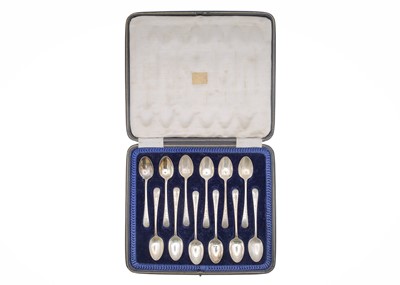 Lot 26 - A George V silver set of twelve teaspoons by J Rodgers & Sons Ltd.