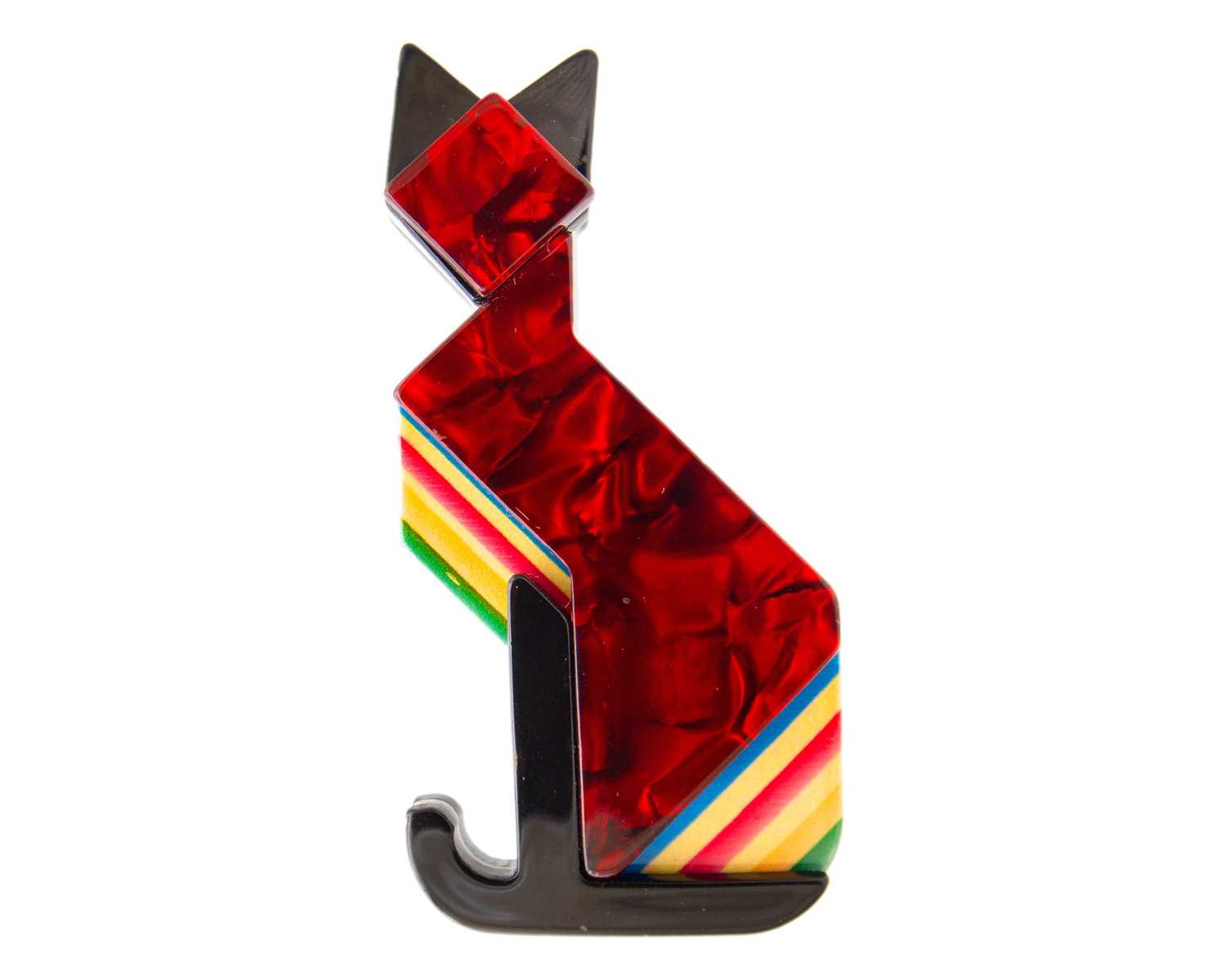 Lot 132 - LEA STEIN - a multicoloured cat brooch.