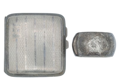 Lot 66 - A silver cigarette case by A L Davenport Ltd, and a napkin ring by Charles Horner.