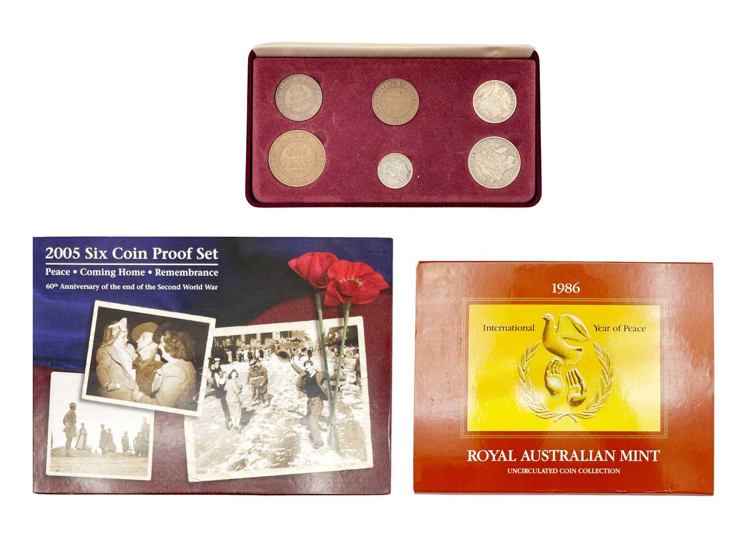 Lot 15 - AUSTRALIA - A Royal Australia Mint 2005 proof set, a 1986 uncirculated set and a part Australia set.
