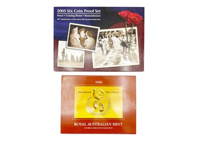 Lot 15 - AUSTRALIA - A Royal Australia Mint 2005 proof set, a 1986 uncirculated set and a part Australia set.
