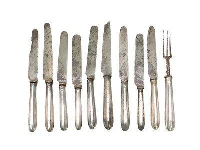 Lot 68 - A matched set of ten silver handled dinner knives