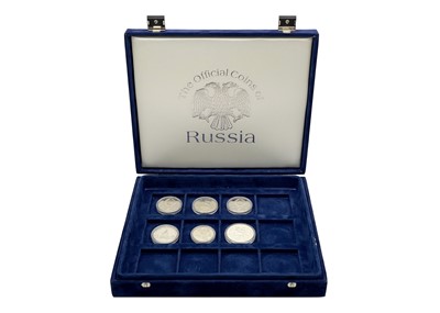 Lot 68 - RUSSIA - A cased set of six Russian silver proof coins 'The Official Coins of Russia'.