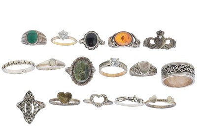 Lot 98 - A selection of silver rings.