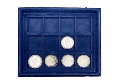 Lot 35 - SILVER PROOF COINS - Space Exploration Commemorative Coins, a part set of five coins.