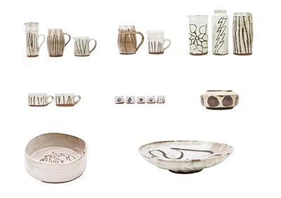 Lot 328 - A collection of white glazed studio pottery.