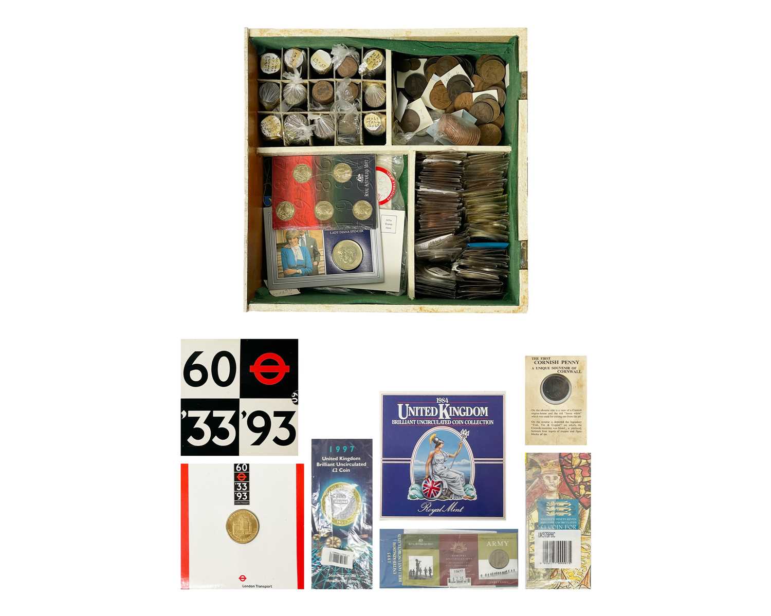 Lot 22 - A collection of mostly GB pre-decimal and decimal coinage, including some World coinage.