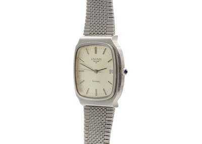 Lot 1038 - LONGINES - An automatic stainless steel gentleman's dress watch, cal. L 990.1.