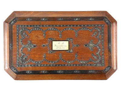 Lot 81 - A Satinwood and purple heart banded work box.