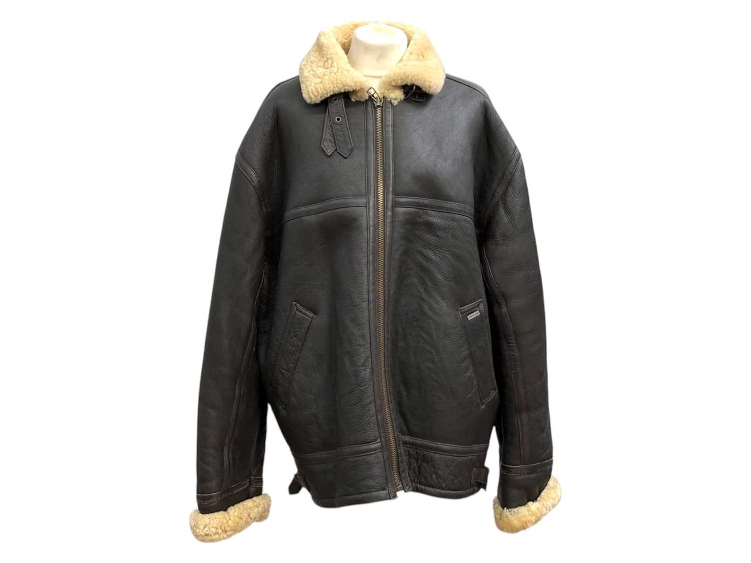 Lot 278 - A good quality WWII style 'Irvin' dark brown leather sheepskin bomber jacket by Tog 24.