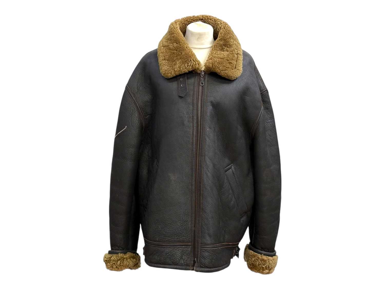 Lot 291 - A vintage B-3 'Irvin' bomber brown leather sheepskin flying jacket.