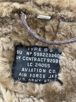 Lot 291 - A vintage B-3 'Irvin' bomber brown leather sheepskin flying jacket.
