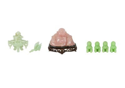 Lot 638 - A Chinese rose quartz figure of Buddha.