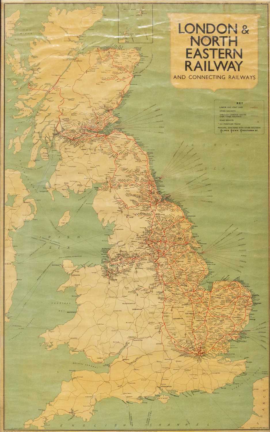 Lot 225 - An LNER coloured railway map.